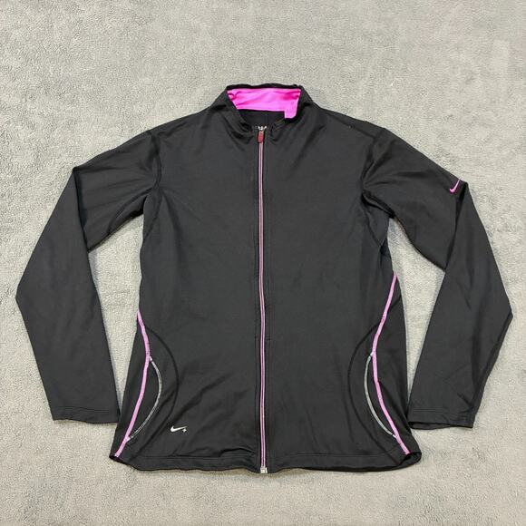 Nike Dri-FIT Black Pink Jacket Full Zip Athletic Running Training Youth Size XL - Picture 1 of 10